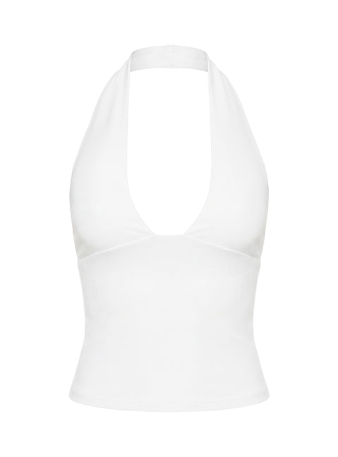 Daily Define Halter Tank Top White