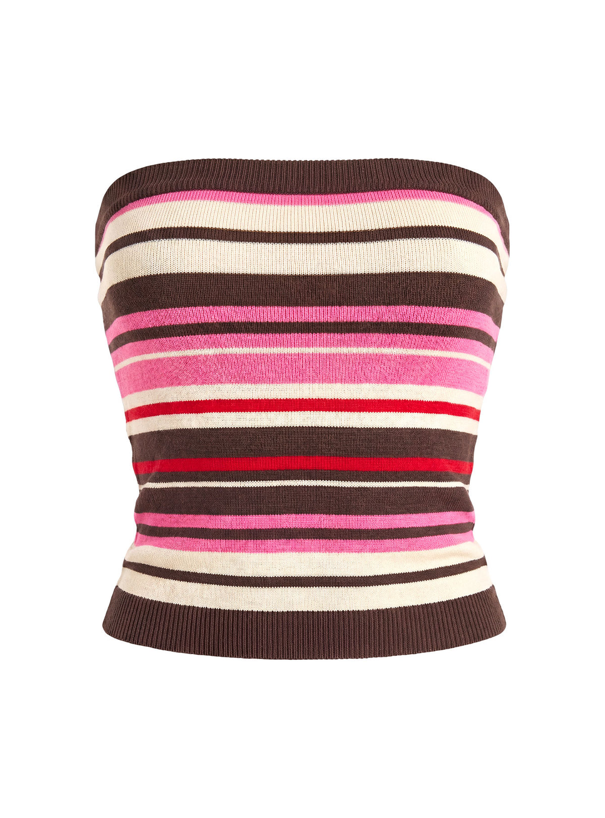 Cleoh Strapless Top Pink / Brown Stripe