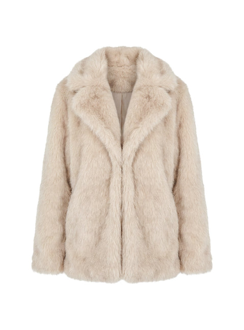 Clova Faux Fur Coat Grey
