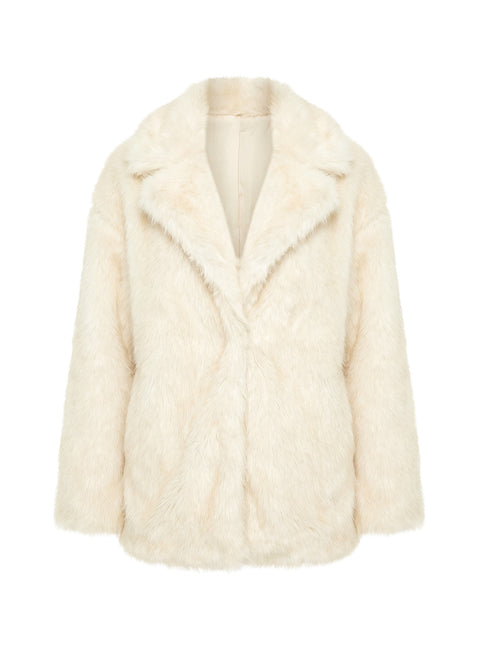 Clova Faux Fur Coat White