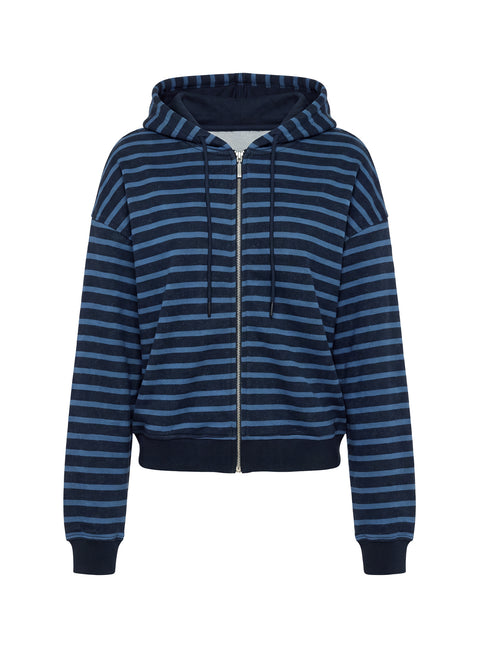 Delaeni Zip Through Hoodie Blue Stripe