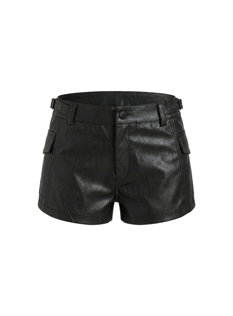Domination Faux Leather Shorts Black Petite