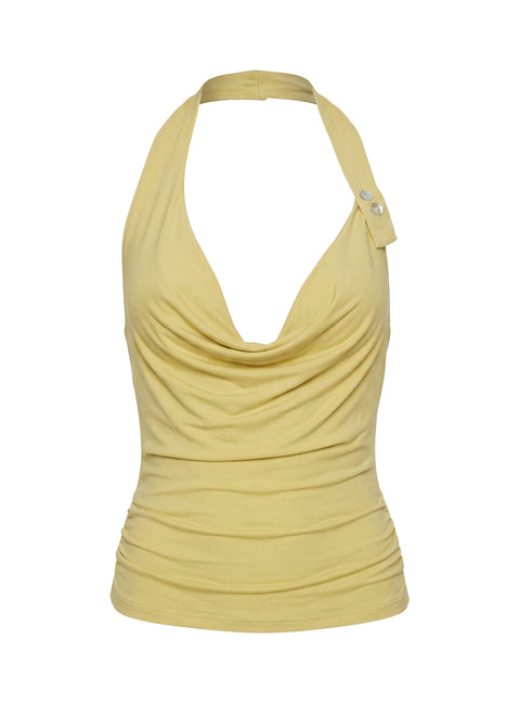Esperia Halter Cowl Neck Top Green