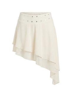 Highlighting the Gemmina Asymmetrical Chiffon Mini Skirt in womens-skirts with mini length Princess Polly