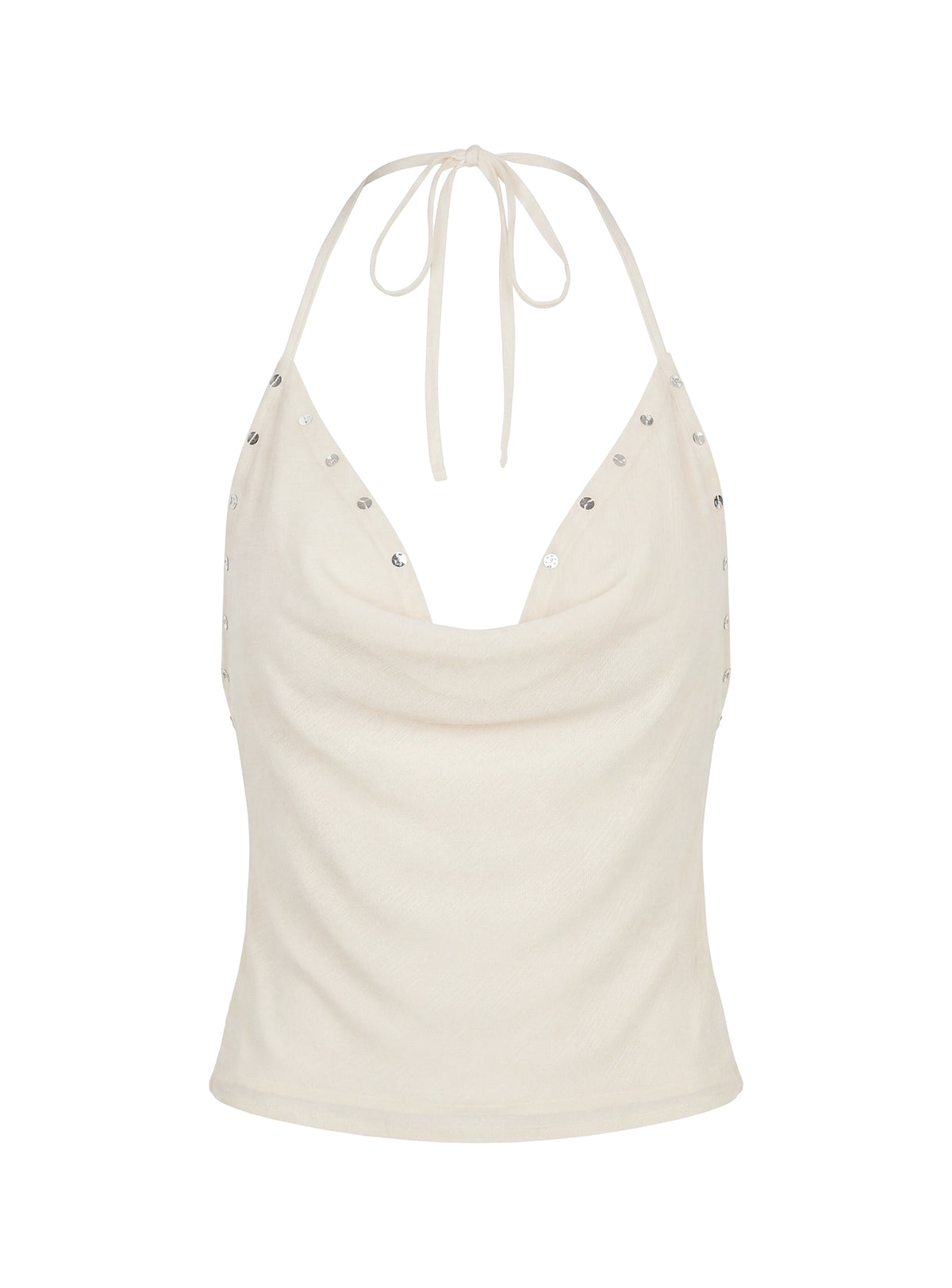 Gemmina Halter Sequin Top Cream