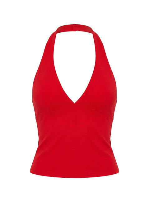 Habitual Active Longline Plunge Neck Tank Top Red
