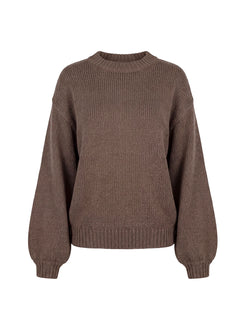 Harmony Balloon Sleeve Knit Sweater Dark Brown