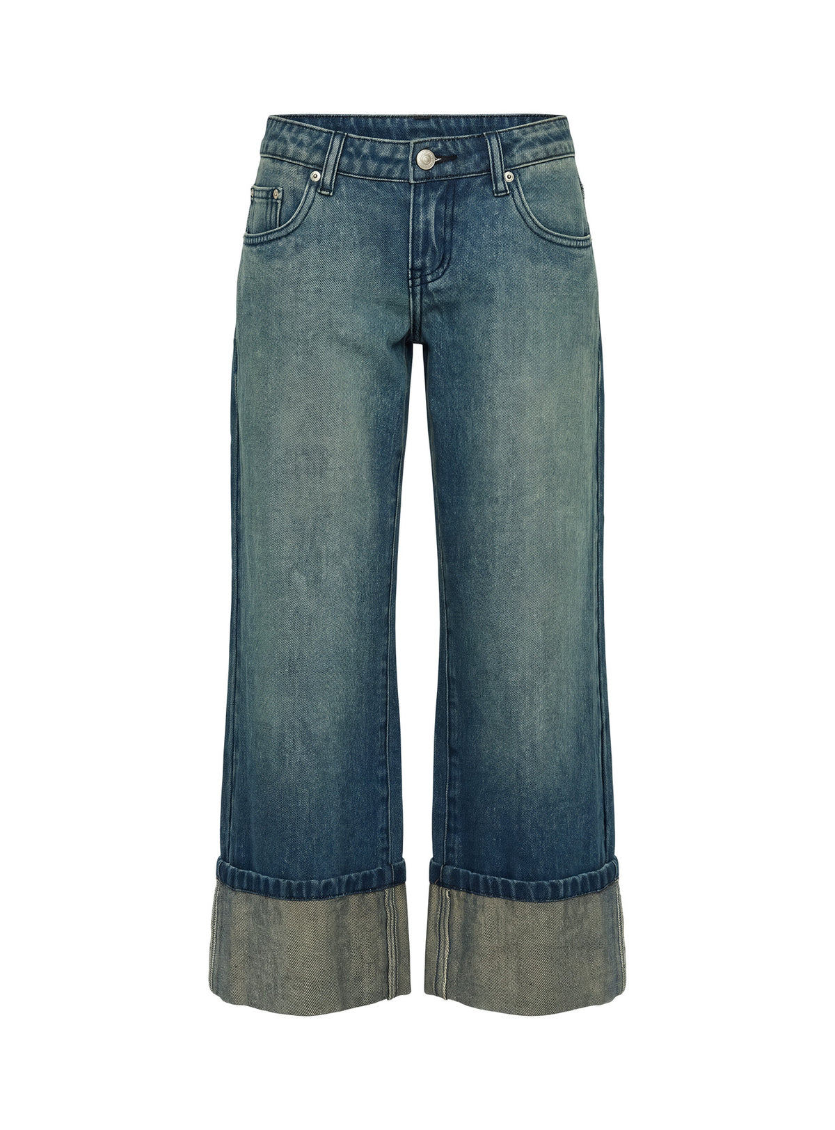 Harrlie Cuffed Cropped Low Rise Jeans Vintage Wash