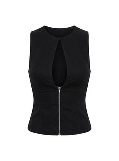 Heleena Zip Through Top Black