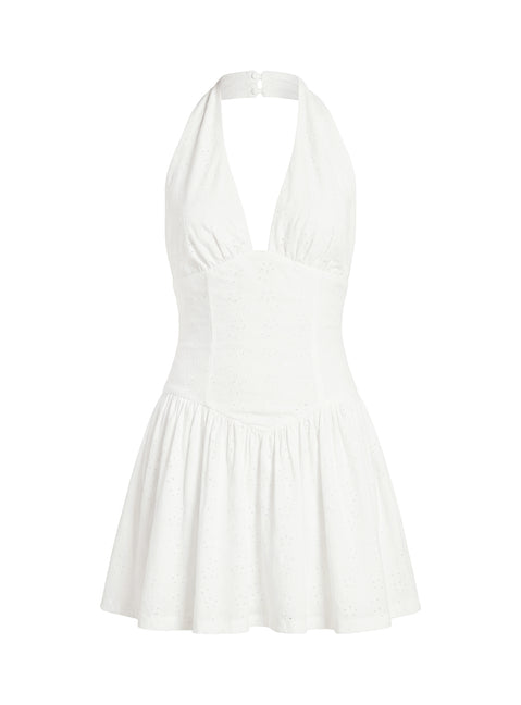 Imojen Halter Mini Dress White