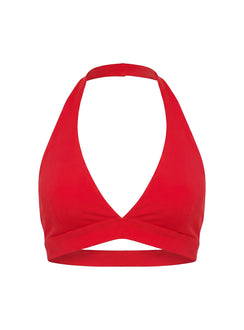 In Motion Active Plunge Halter Crop Top Red