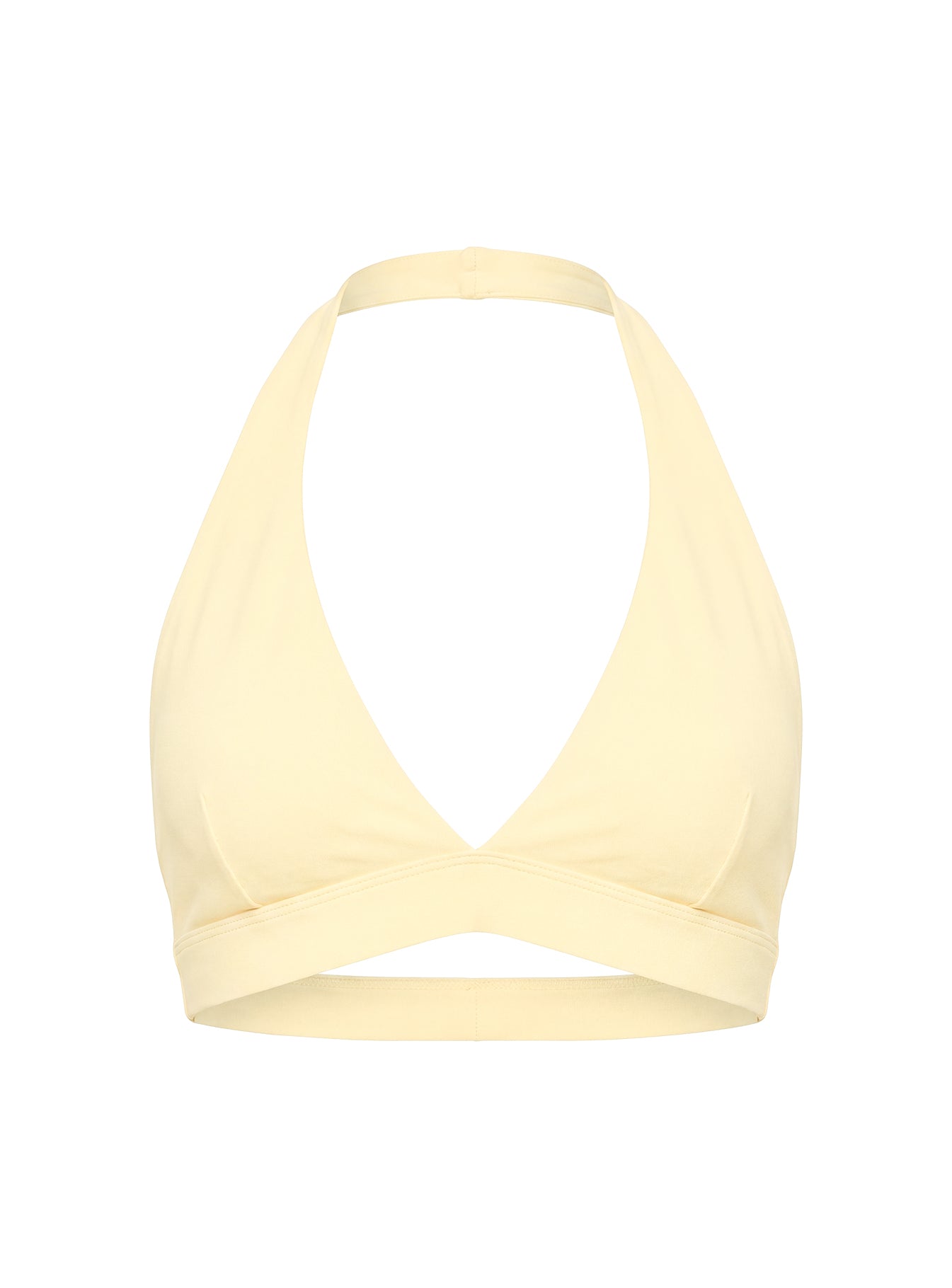 In Motion Active Plunge Halter Crop Top Yellow