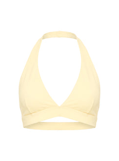 In Motion Active Plunge Halter Crop Top Yellow