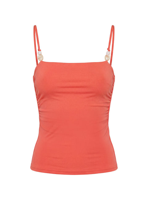 Isameika Beaded Tank Top Coral