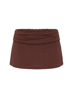 Jannelle Foldover Mini Skort Brown