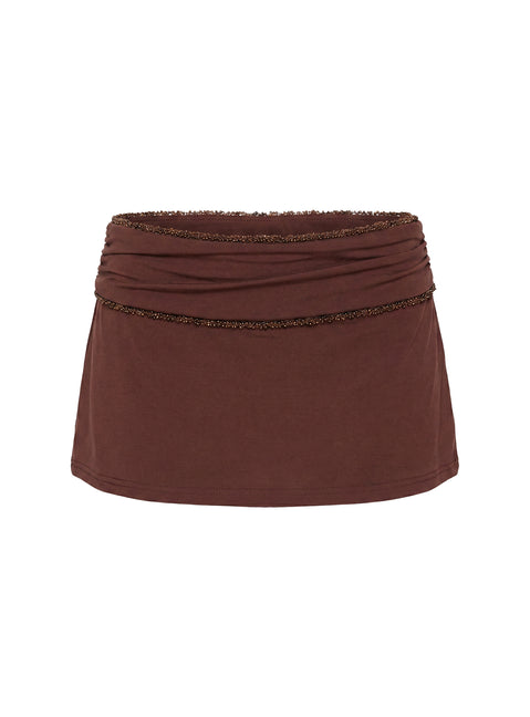 Jannelle Foldover Mini Skort Brown