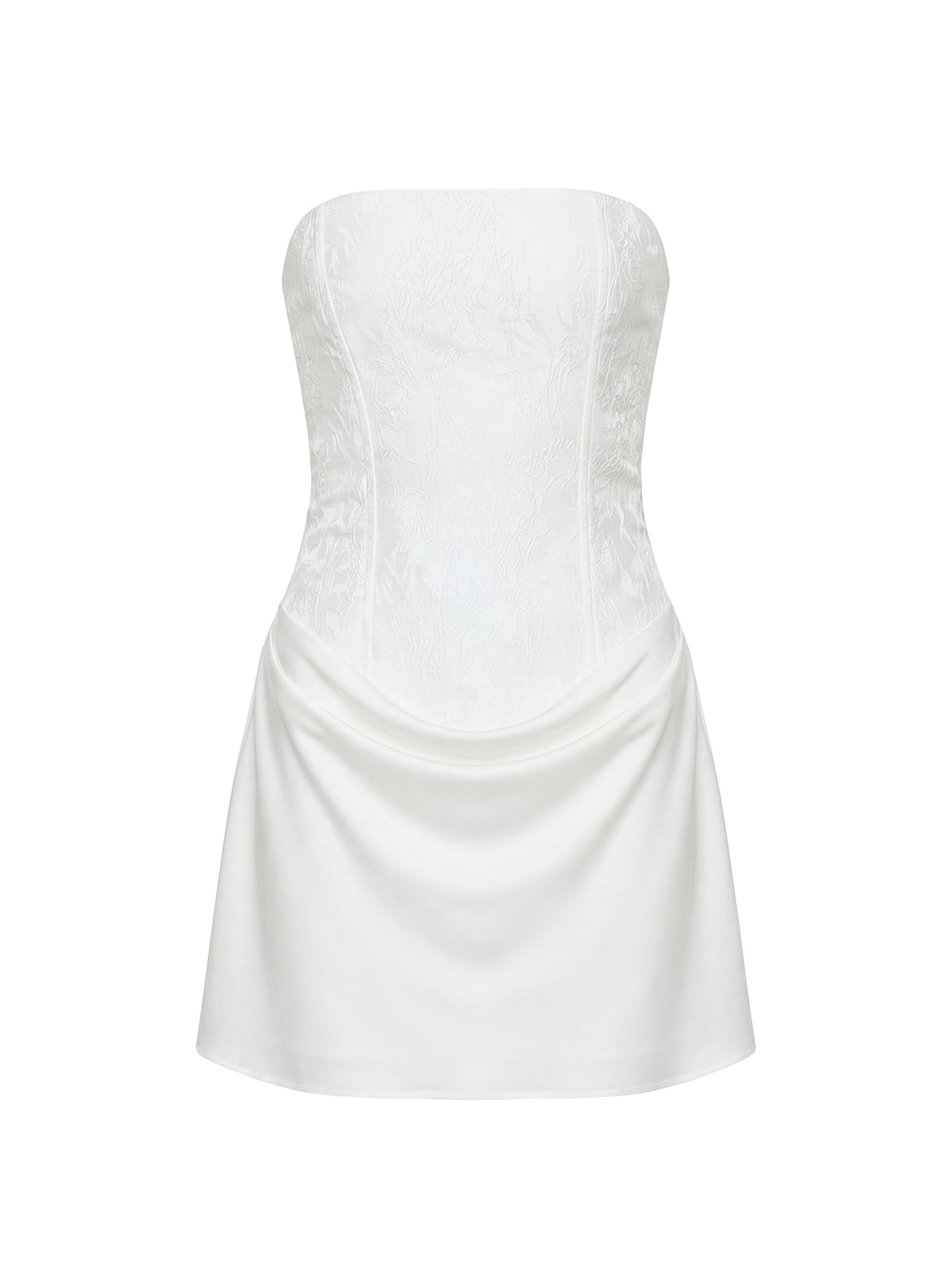 Jenevieve Strapless Drape Mini Dress White