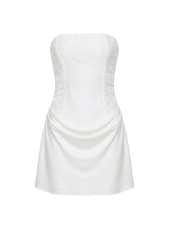Jenevieve Strapless Drape Mini Dress White