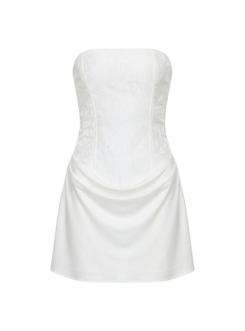 Jenevieve Strapless Drape Mini Dress White