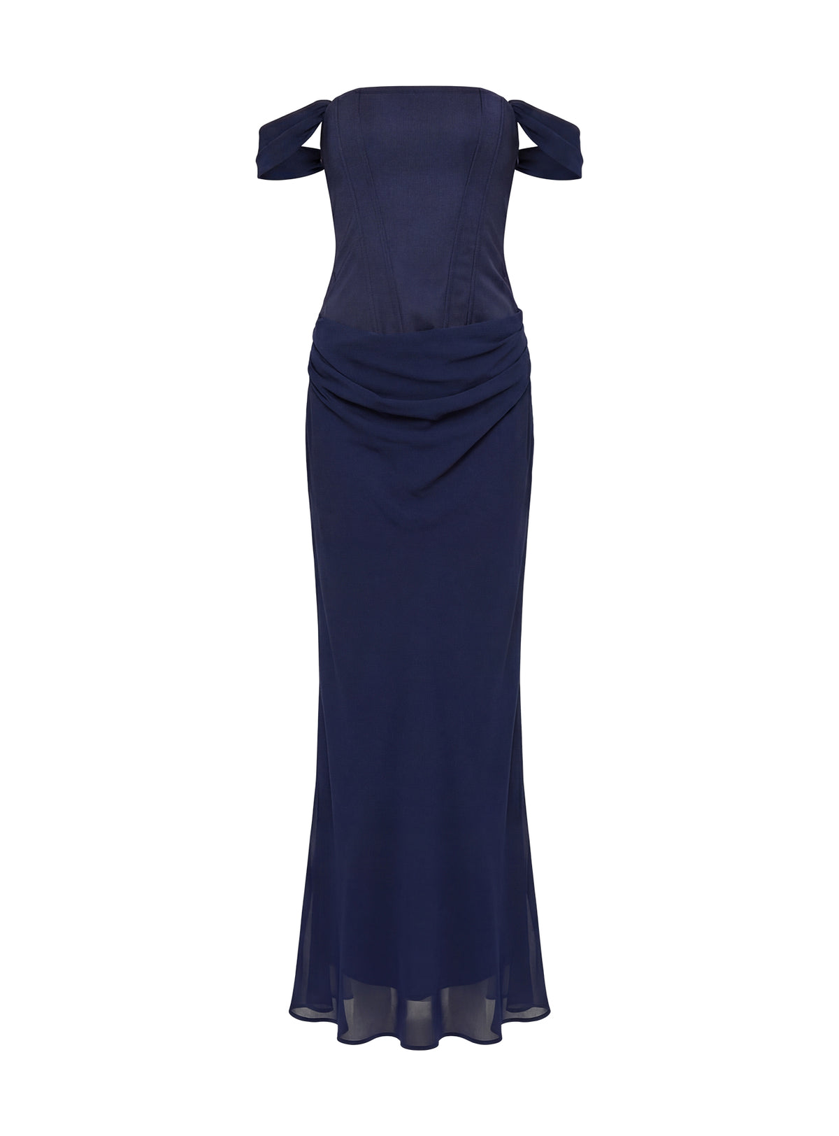 Joslyne Off Shoulder Corset Maxi Dress Navy