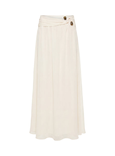 Kaledia Chiffon Draped Maxi Skirt Cream