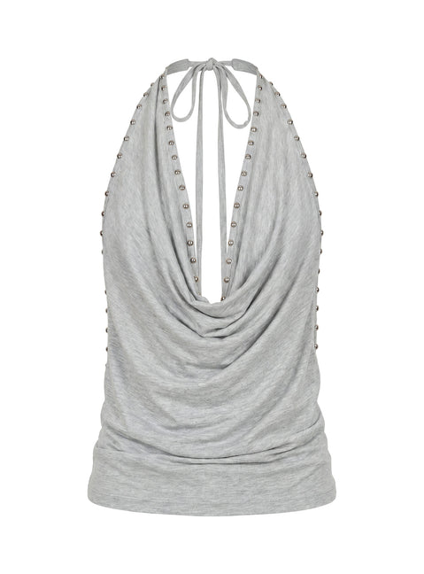 Khoda Studded Halter Top Grey Marle