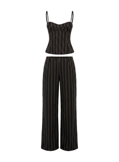 Kierstyn Corset Set Black Stripe