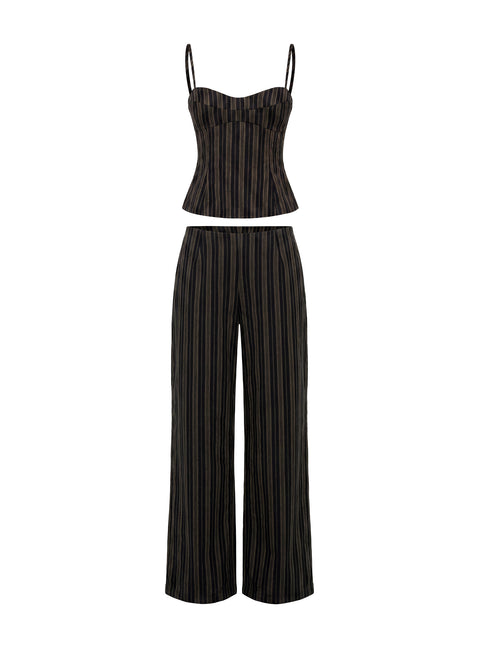 Kierstyn Corset Set Black Stripe Petite