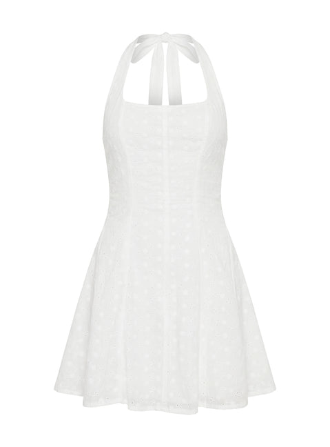 Kittee Halter Mini Dress White