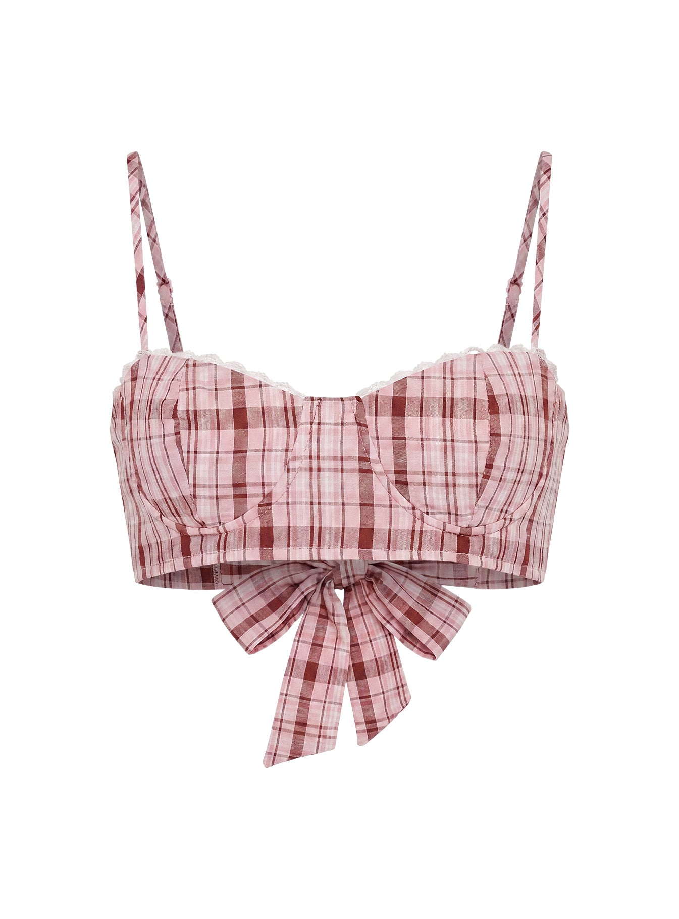 Kosi Micro Crop Bra Top Pink Check