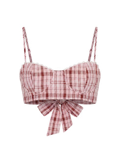 Kosi Micro Crop Bra Top Pink Check