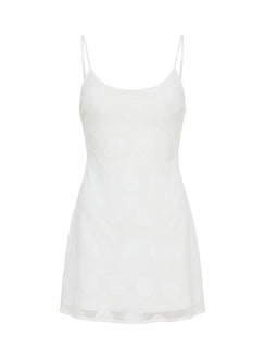 Lissie Scoop Mini Dress White Polka Dot