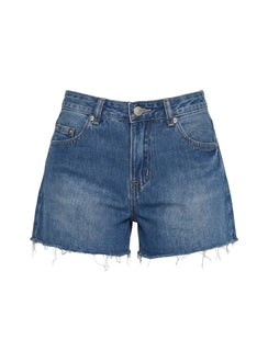 Mackenza Mid Rise Denim Shorts Mid Blue Wash