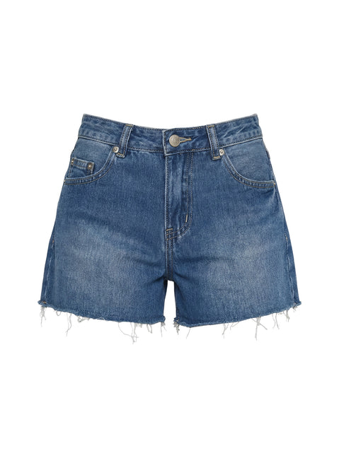 Mackenza Mid Rise Denim Shorts Mid Blue Wash