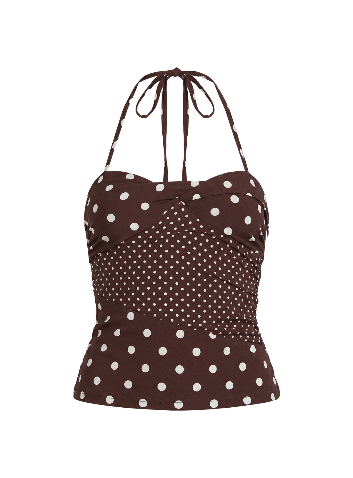 Marguerite Halter Top Brown Polka
