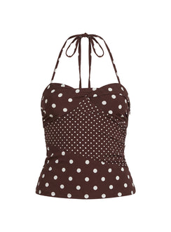 Marguerite Halter Top Brown Polka