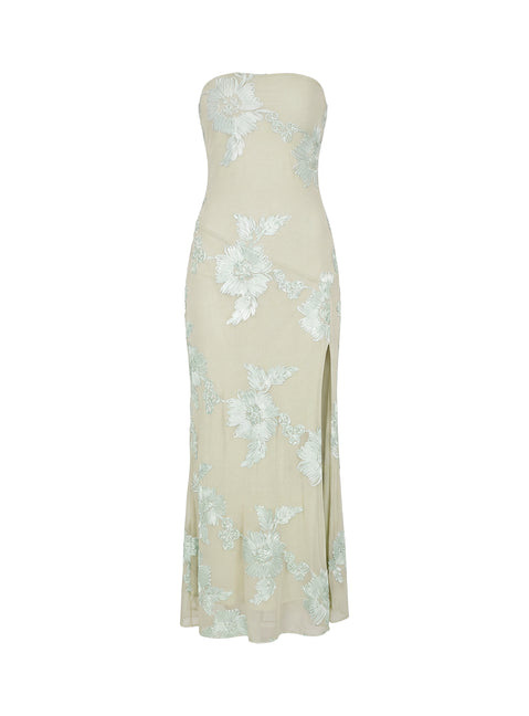 Maribeth Strapless Floral Maxi Dress Mint