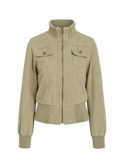 Marykate Funnel Neck Fitted Jacket Khaki