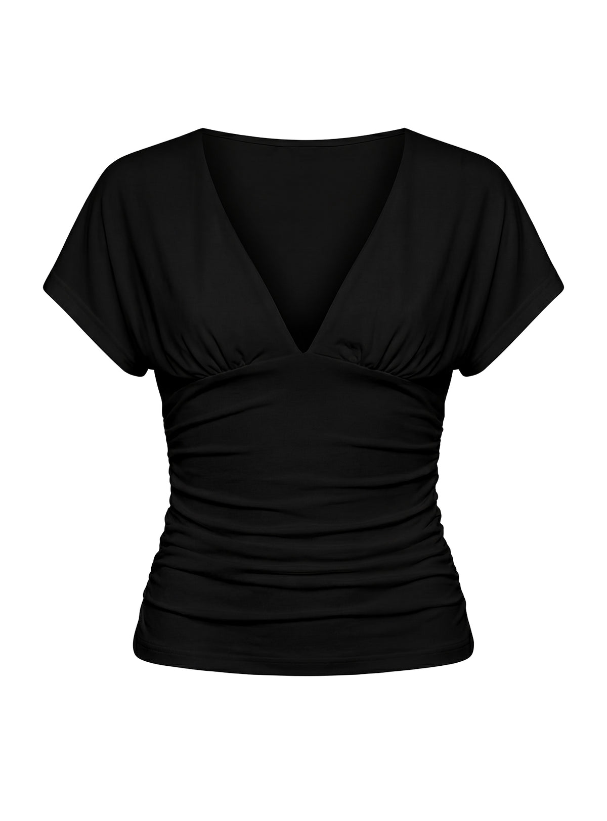Mattey Cinched V Neck Top Black