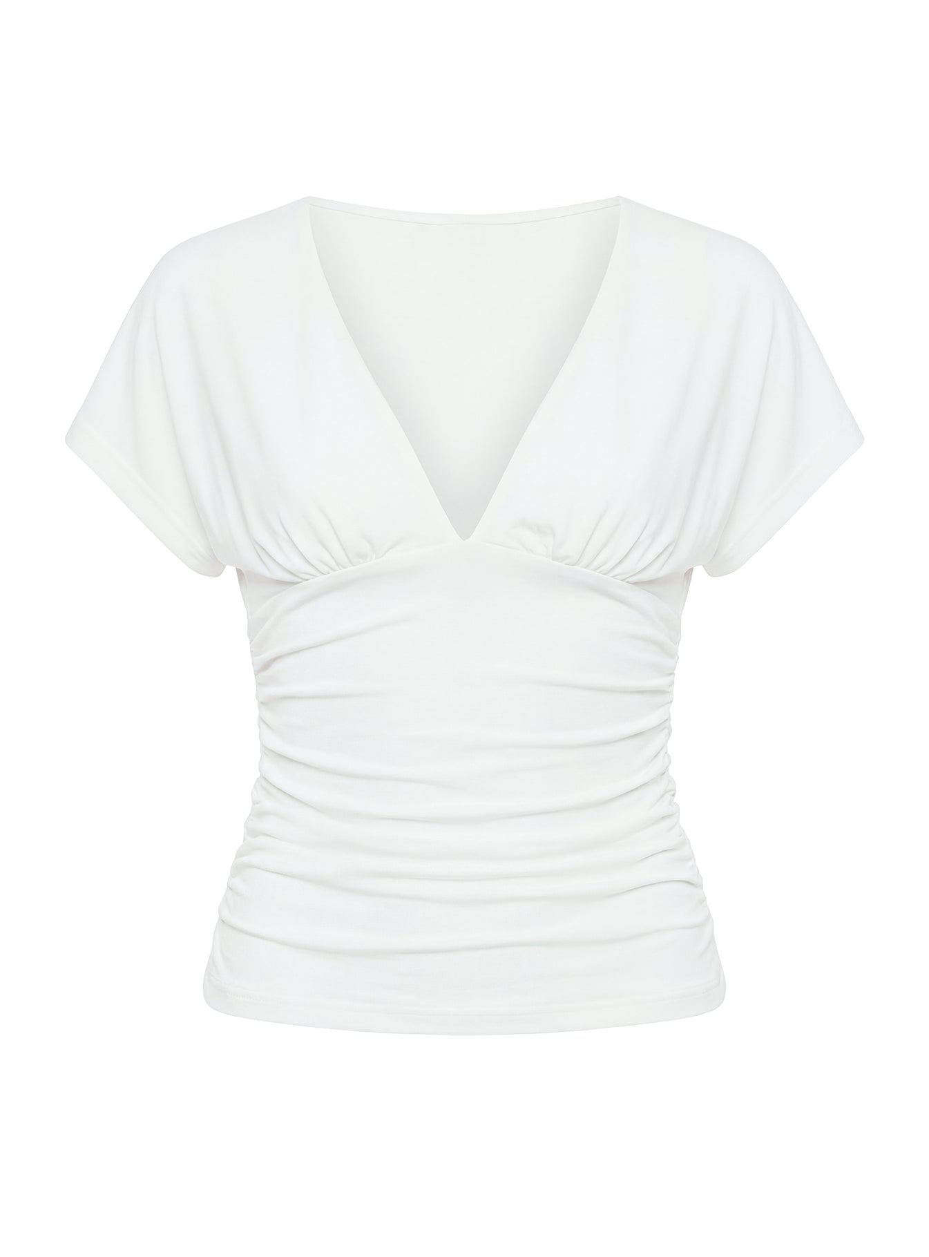 Mattey Cinched V Neck Top White