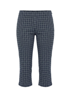 Explore the Mayvie Capri Pants Navy Check in womens regular pants with high-rise waist product