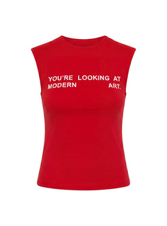 Modern Art Graphic Baby Tee Red