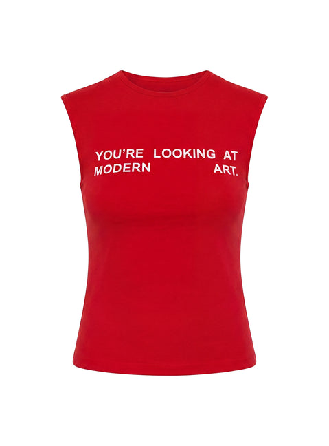 Modern Art Graphic Baby Tee Red