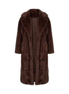 Moss Faux Fur Coat Chocolate