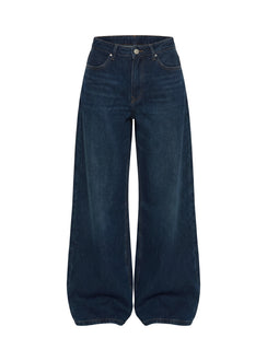 Naylor Mid Rise Wide Leg Jeans Mid Blue Denim