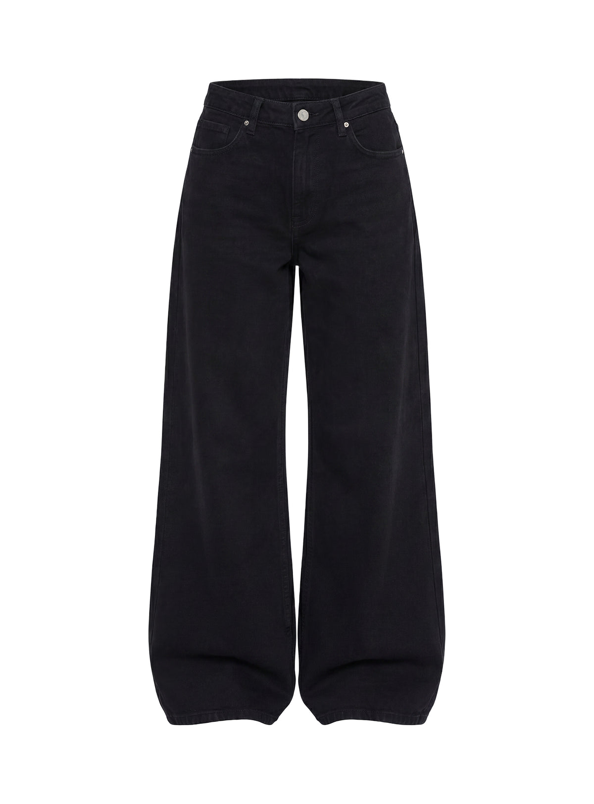 Naylor Mid Rise Wide Leg Jeans Washed Black Denim