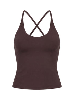 Pace Active Cross Back Tank Top Brown