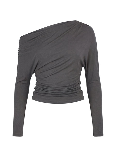 Party Hour Off Shoulder Top Charcoal