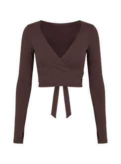 Pirouette Active Wrap Top Brown