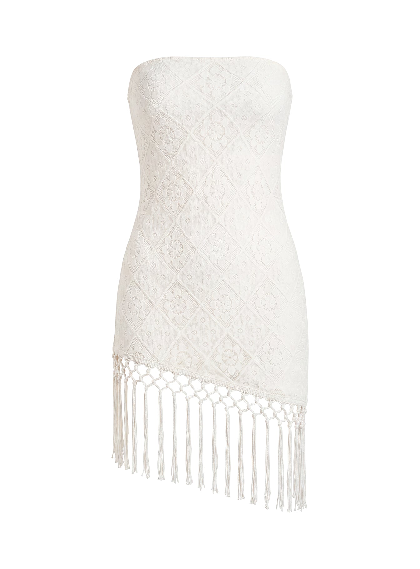 Porcelana Strapless Tassel Mini Dress Cream